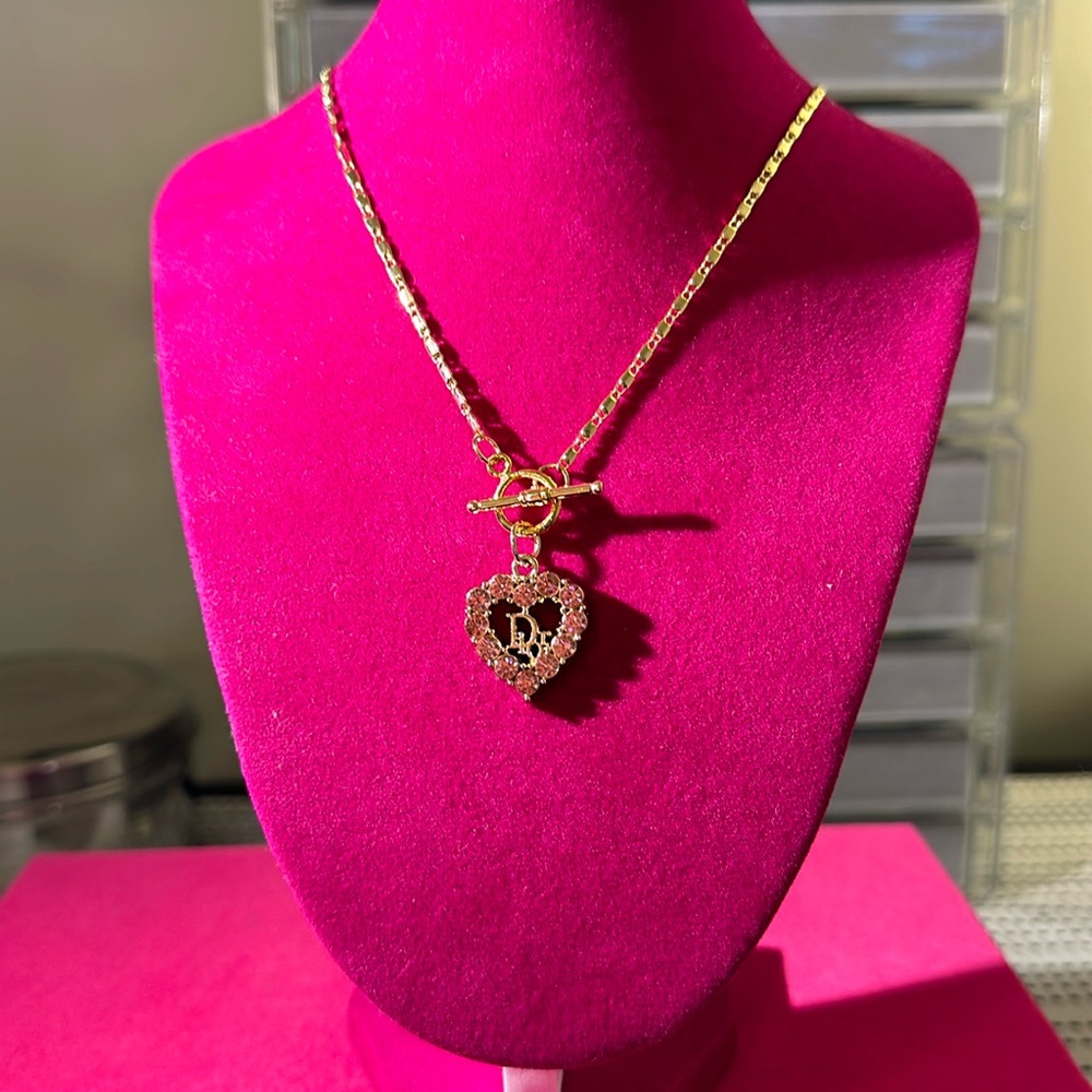 Upcycled Christian Dior charm necklace